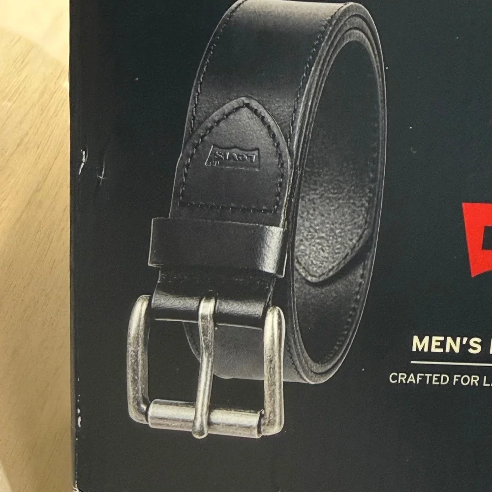 Levis Mens Genuine Leather Belt Black Small 30-32 Harness Buckle Pant Size 28-30
